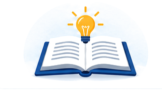 Open book with a lightbulb